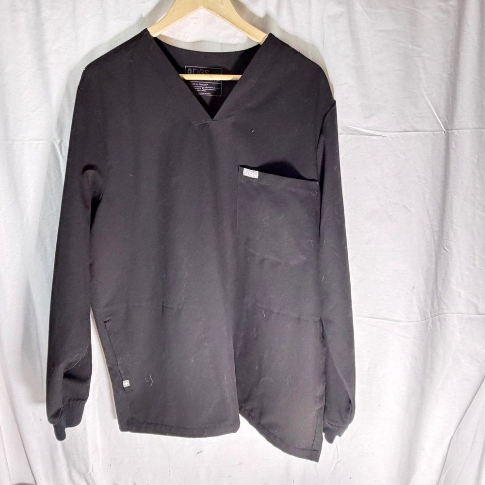 FIGS Technical Collection Mens Black Long Sleeve Scrub Top XL M21SW1013 V-Neck